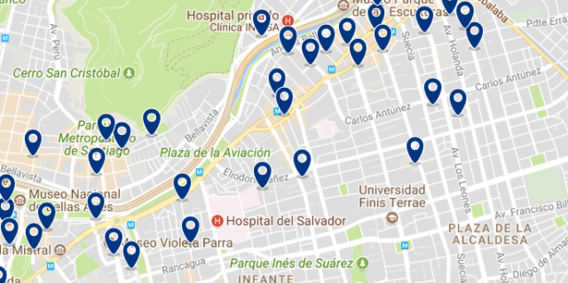 Alojamiento en Providencia - Clica sobre el mapa para ver todo el alojamiento en esta zona