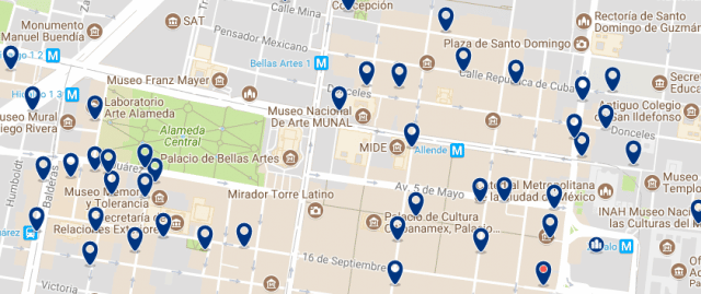Best areas to stay in Mexico City - Centro Histórico - Click on the map to see all available accommodation in this area