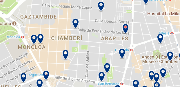 Alojamiento en Chamberí - Clica sobre el mapa para ver todo el alojamiento en esta zona