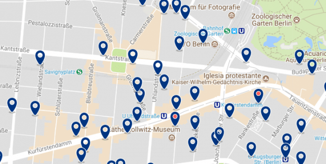 Alojamiento en el Centro de la Berlín Occidental - Clica sobre el mapa para ver todo el alojamiento en esta zona
