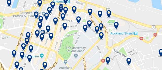 Accommodation in Auckland Central Business District - Click on the map to see all available accommodation in this area