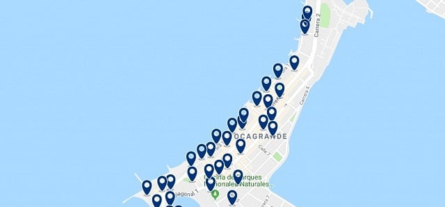 Accommodation in Bocagrande - Click on the map to see all available accommodation in this area