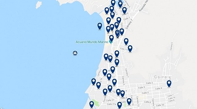 Accommodation in El Rodadero - Click on the map to see all available accommodation in this area