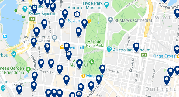 Accommodation in the Central Business District (CBD) - Click on the map to see all accommodation in this area