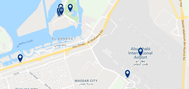 Alojamiento cerca del Aeropuerto Internacional de Abu Dabi - Clica sobre el mapa para ver todo el alojamiento en esta zona