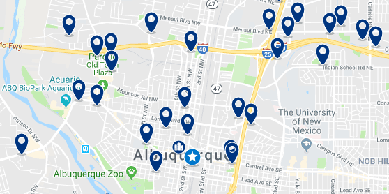 Alojamiento en Albuquerque Downtown – Click on the map to see all available accommodation in this area