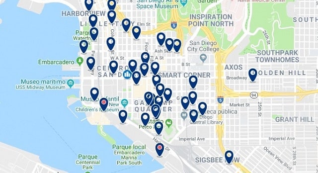 Accommodation in Gaslamp District - Click on the map to see all available accommodation in this area