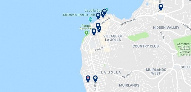 Accommodation in La Jolla - Click on the map to see all available accommodation in this area