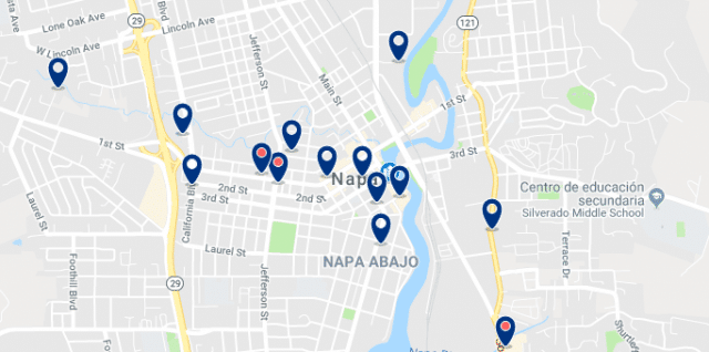 Accommodation in Napa – Click on the map to see all available accommodation in this area