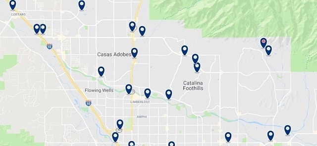 Accommodation in North Tucson - Click on the map to see all available accommodation in this area