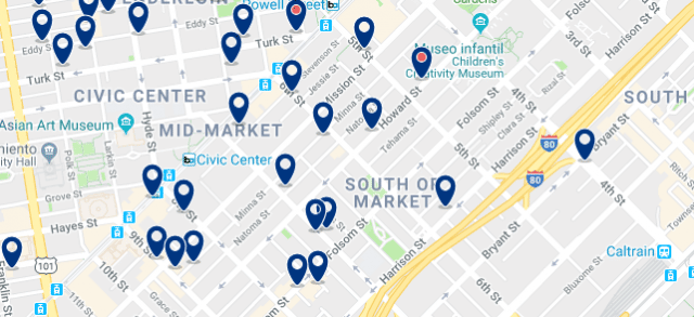 Accommodation in South of Market - Click on the map to see all available accommodation in this area