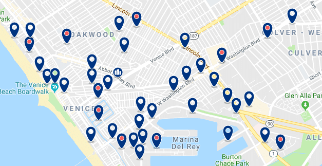 Accommodation in Venice Beach – Click on the map to see all available accommodation in this area