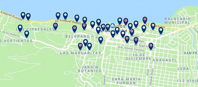 Accommodation in Bariloche's City Center - Click on the map to see all available accommodation in this area