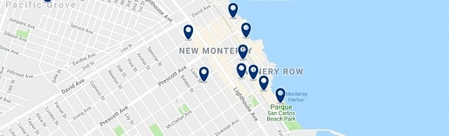 Accommodation in Cannery Row - Click on the map to see all available accommodation in this area