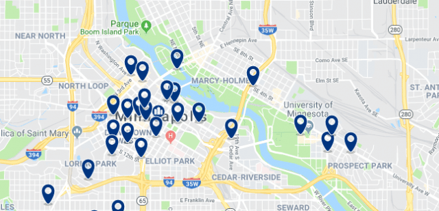 Accommodation in Dinkytown - Click on the map to see all available accommodation in this area