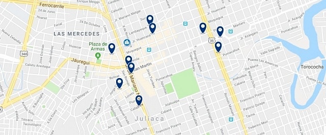 Accommodation in Juliaca - Click on the map to see all accommodation in this area