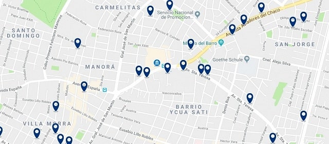 Accommodation in Asunción Nordeste - Click on the map to see all accommodation in this area
