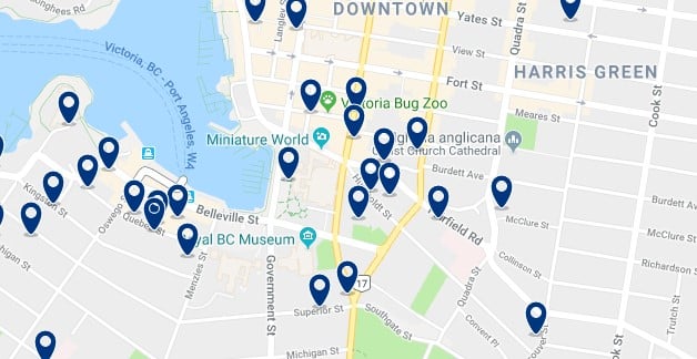Accommodation in Inner Harbour - Click on the map to see all available accommodation in the area