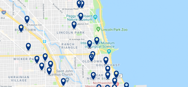 Alojamiento en Lincoln Park - Clica sobre el mapa para ver todo el alojamiento en esta zona