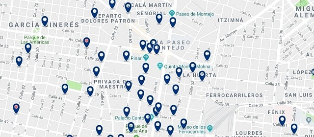 Accommodation in Paseo de Montejo - Click on the map to see all accommodation in this area