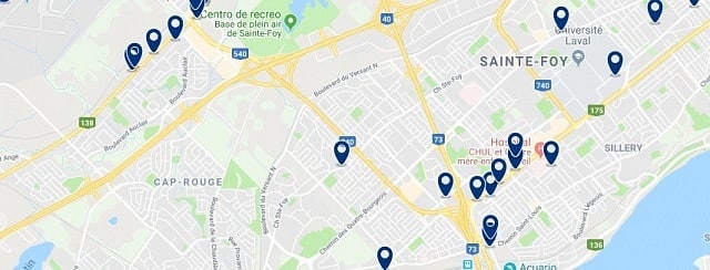 Accommodation in Sainte-Foy-Sillery - Click on the map to see all available accommodation in this area