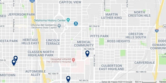 Accommodation near the Oklahoma State Capitol - Click on the map to see all available accommodation in this area