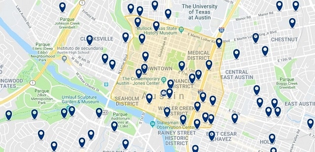 Accommodation in Downtown Austin - Click on the map to see all accommodation in this area