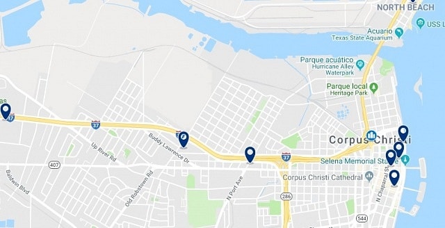Accommodation in Downtown Corpus Christi - Click on the map to see all available accommodation in this area