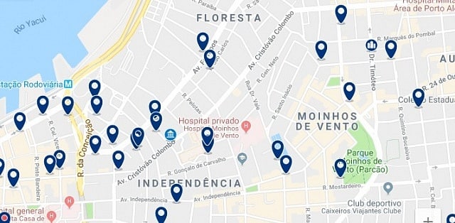 Accommodation in Floresta, Moinhos de Vento & Independência - Click on the map to see all available accommodation in this area