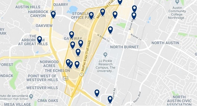Accommodation in Northwest Austin - Click on the map to see all accommodation in this area