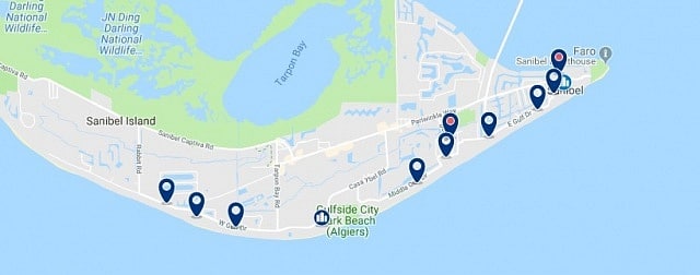 Accommodation in Sanibel Island - Click on the map to see all available accommodation in this area