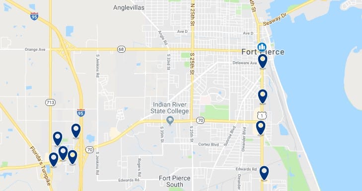 Accommodation in Fort Pierce - Click on the map to see all available accommodation in this area