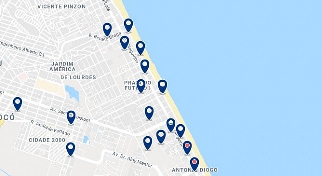 Accommodation in Praia do Futuro - Click on the map to see all available accommodation in this area