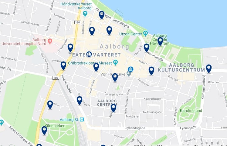 Accommodation in Aalborg Centrum - Click on the map to see all available accommodation in this area