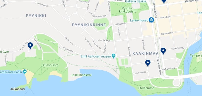 Accommodation in Kaakinmaa, Pyynikinrinne y Nalkala - Click on the map to see all available accommodation in this area
