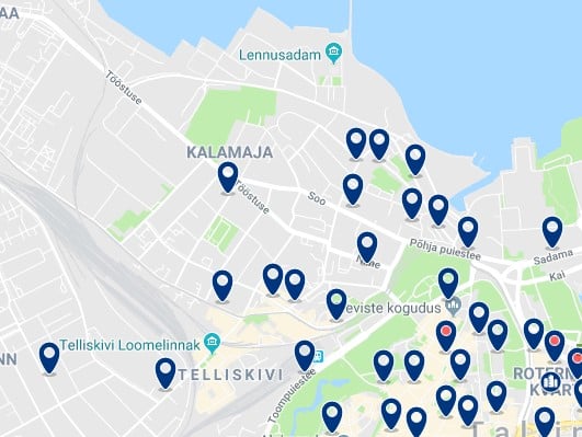 Accommodation in Kalamaja - Click on the map to see all available accommodation in this area