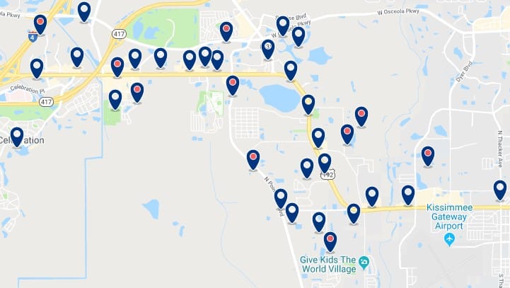Accommodation in Kissimmee - Click on the map to see all available accommodation in this area