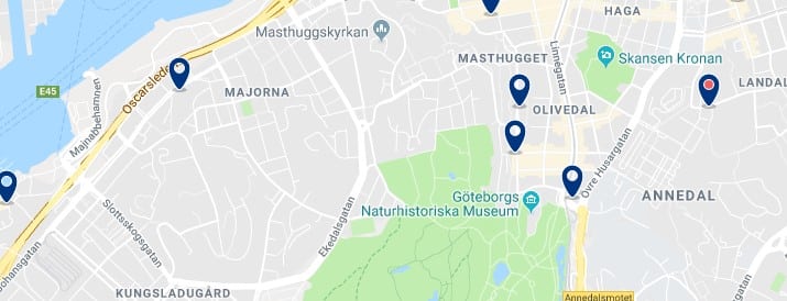 Accommodation in Majorna-Linné - Click on the map to see all available accommodation in this area