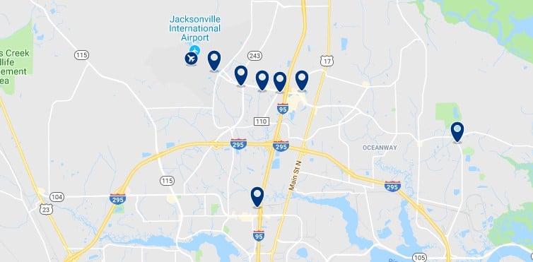 Accommodation in North Jacksonville - Click on the map to see all available accommodation in this area