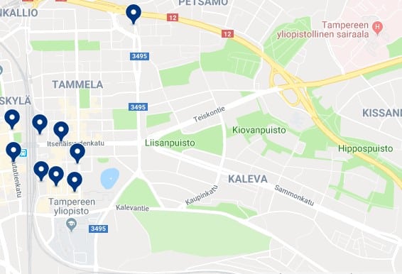 Accommodation in Tammela & Liisankallio - Click on the map to see all available accommodation in this area