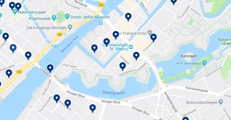 Accommodation in Christianshavn - Click on the map to see all available accommodation in this area