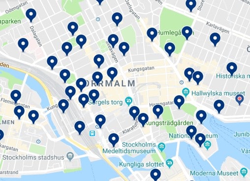 Accommodation in Norrmalm - Click on the map to see all available accommodation in this area