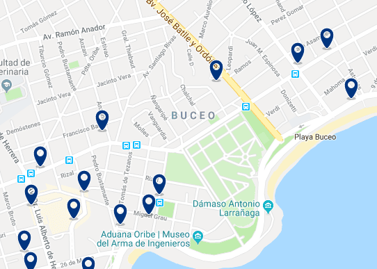 Accommodation in Buceo – Click on the map to see all available accommodation in this area