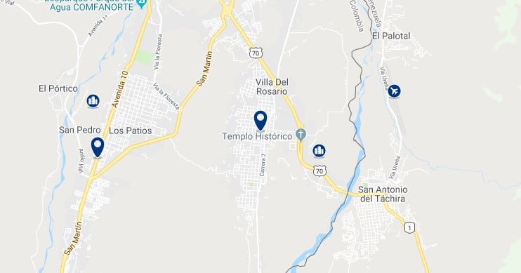 Accommodation in Villa del Rosario - Click on the map to see all available accommodation in this area