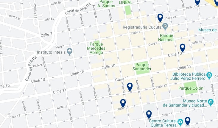 Accommodation in Cúcuta City Center - Click on the map to see all available accommodation in this area
