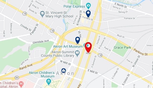 Alojamiento en Downtown Akron - Clica sobre el mapa para ver todo el alojamiento en esta zona