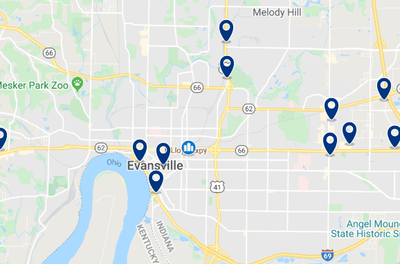 Alojamiento en el Downtown de Evansville - Haz clic para ver todo el alojamiento disponible en esta zona