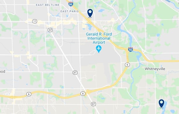 Alojamiento cerca del Gerald R. Ford International Airport - Clica sobre el mapa para ver todo el alojamiento en esta zona