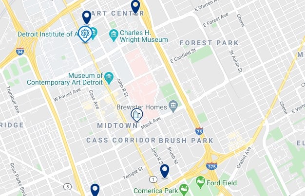 Alojamiento en Midtown & Art Center - Clica sobre el mapa para ver todo el alojamiento en esta zona