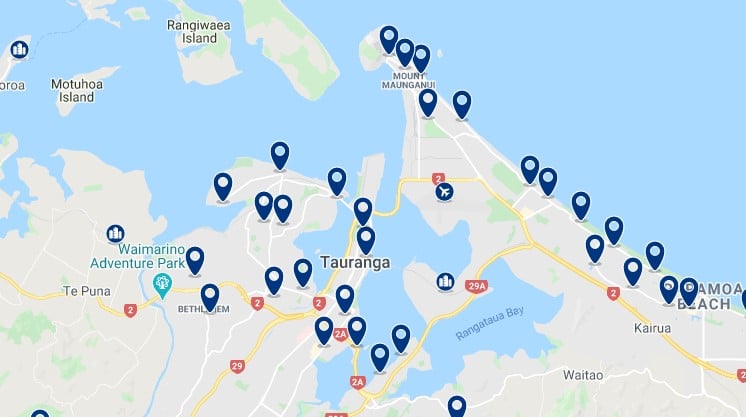 Alojamiento en Tauranga - Haz clic para ver todos el alojamiento disponible en esta zona